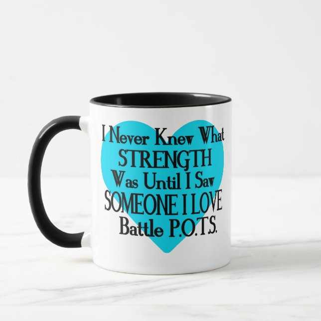 Taza Nunca supe/ Corazón / Alguien que amo...POTS (Izquierda)