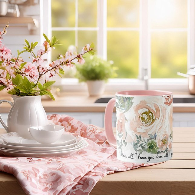 Taza Nunca te dejes la flora de las acuarelas rosadas c (Subido por el creador)