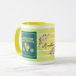 Taza Nunca te detengas, solo avanza – Motivación floral