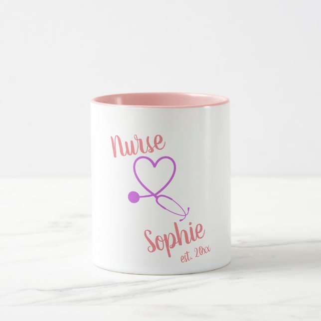 Taza Nurse Graduación Mug Gift Personalizado Añadir nom (Centro)