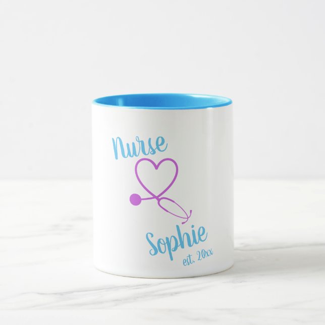 Taza Nurse Graduación Mug Gift Personalizado Añadir nom (Centro)