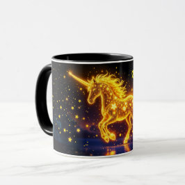 Taza Nursery oro unicornio diseño purpurina arte mágico