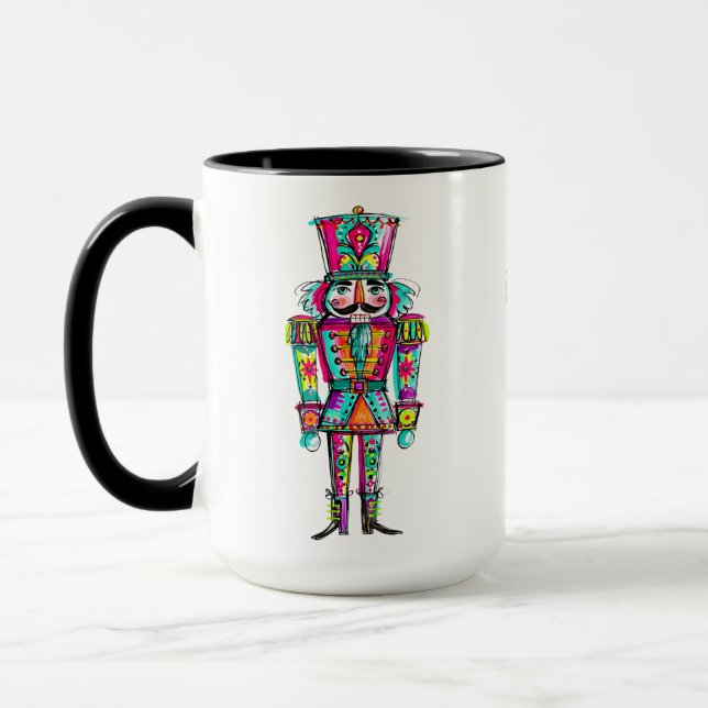 Taza Nutcracker Pastel Arcoíris Rosa Navidad  (Izquierda)