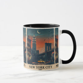 Taza NYC Night Skyline Coffee Mug New York City Art Cup