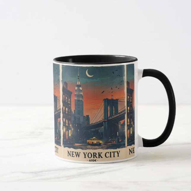 Taza NYC Night Skyline Coffee Mug New York City Art Cup (Derecha)