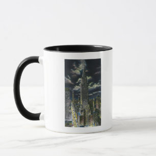 Taza NYC, nuevo edificio de YorkChrysler en la noche #