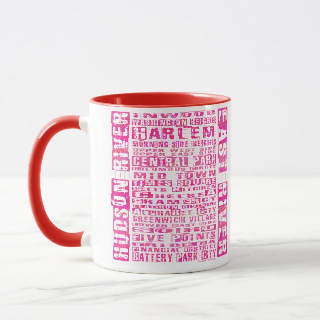 Taza NYC Vecindarios Hot Pink (Izquierda)