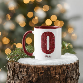 Taza O de monograma con brillo moderno y nombre