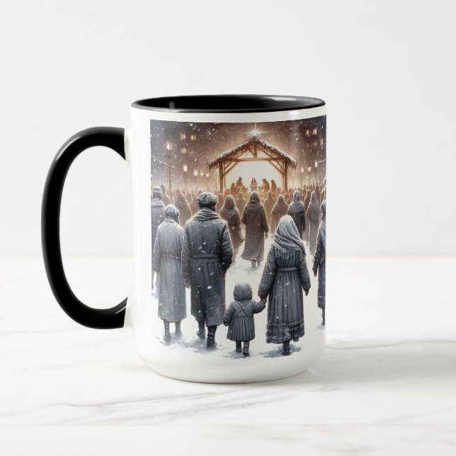 Taza O Vengan Todos Navidades Fieles Coffee Mug (Izquierda)