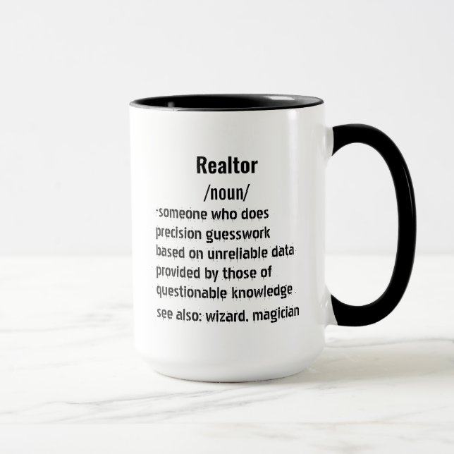 Taza obsequios divertidos de definición de Realtor para (Derecha)