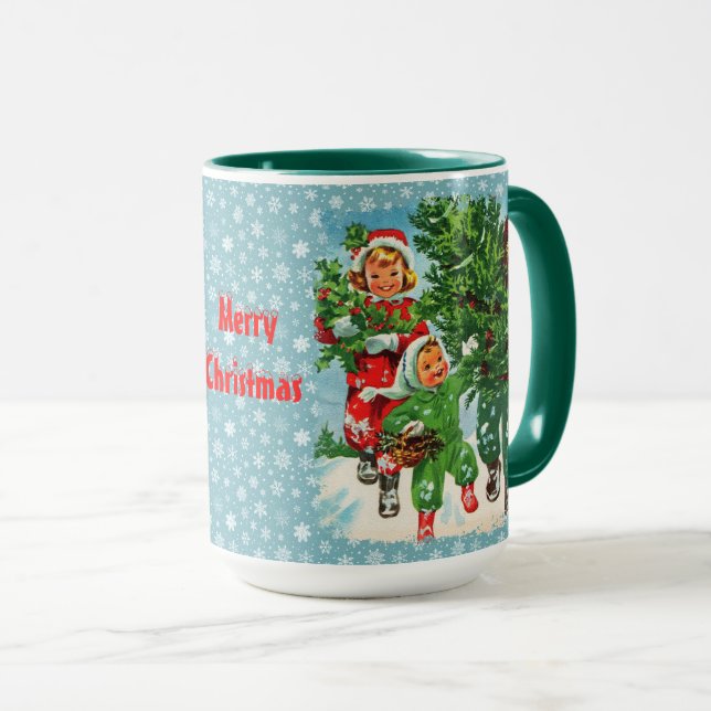 Taza Obteniendo el tazón del café del árbol de Navidad (Anverso derecho)