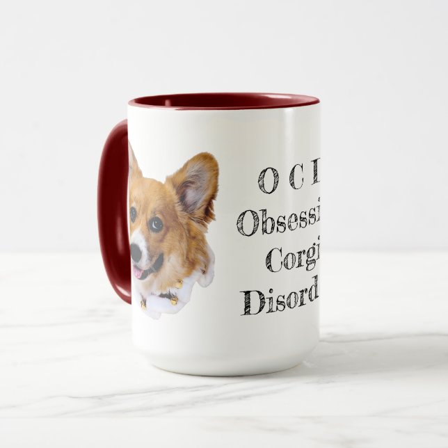 Taza OCD: Obsesivo trastorno de corgi café tafetán (Anverso izquierdo)