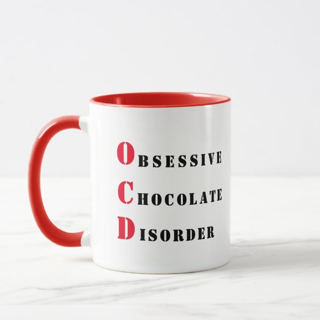 Taza OCD - Trastorno obsesivo del chocolate rojo y negr (Izquierda)