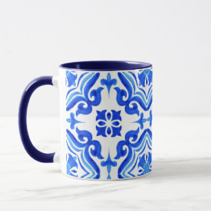 Taza Ocean Breeze Ceramic Watercolor Blue Mosaic