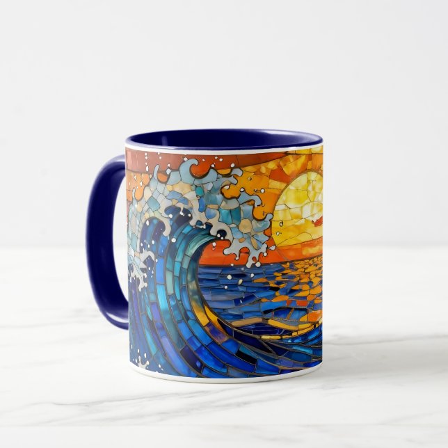 Taza Oceanic Coastal Ocean Waves Sunset   (Anverso izquierdo)