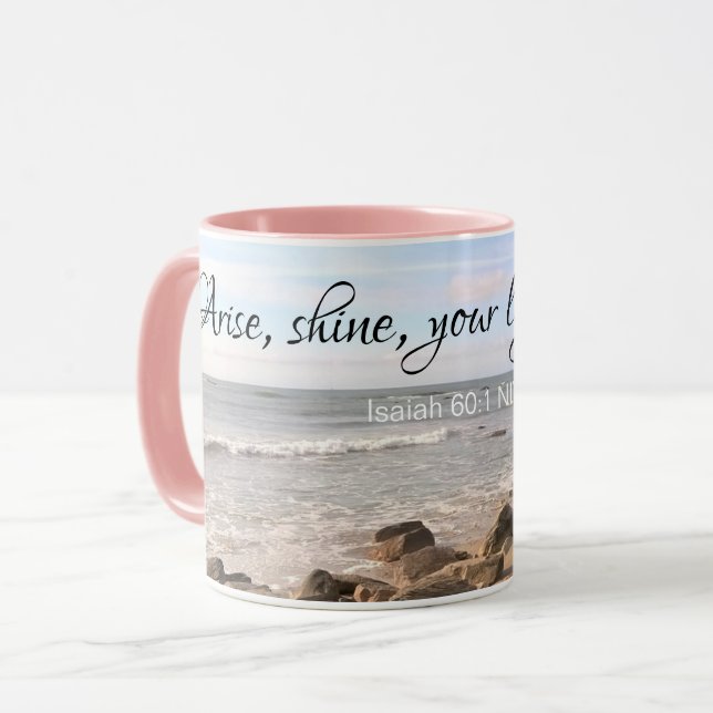 Taza Océano Atlántico Biblia frente a olas del mar rosa (Anverso izquierdo)