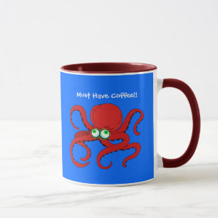 Taza Octopus de Googley Eyed Red Personalizado