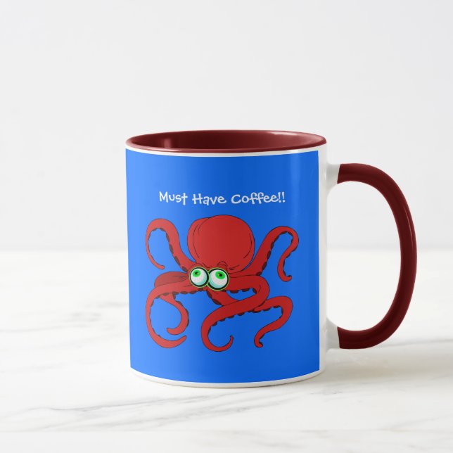 Taza Octopus de Googley Eyed Red Personalizado (Derecha)