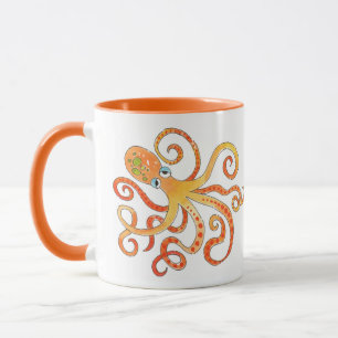 Taza Octopus Naranja gracioso