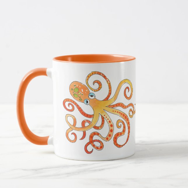 Taza Octopus Naranja gracioso (Izquierda)