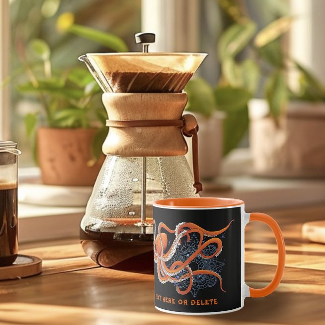 Taza Octopus Naranja Mandala Blue (Subido por el creador)