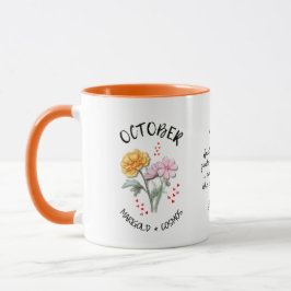 Taza OCTUBRE Mes de Nacimiento Flor Marigold Personaliz