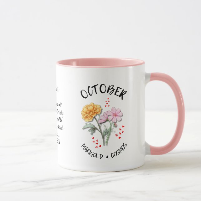 Taza OCTUBRE Nacimiento Mes Flor Nombre personalizado c (Derecha)