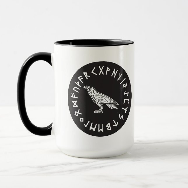 Taza Odin Cuervo Cuervo Mitología vikinga runas rúnico (Izquierda)