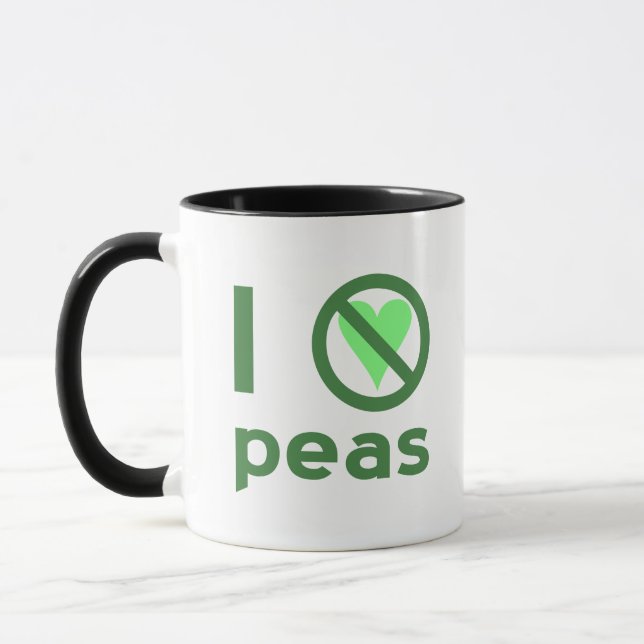 Taza Odio los guisantes Texto Verde (Izquierda)