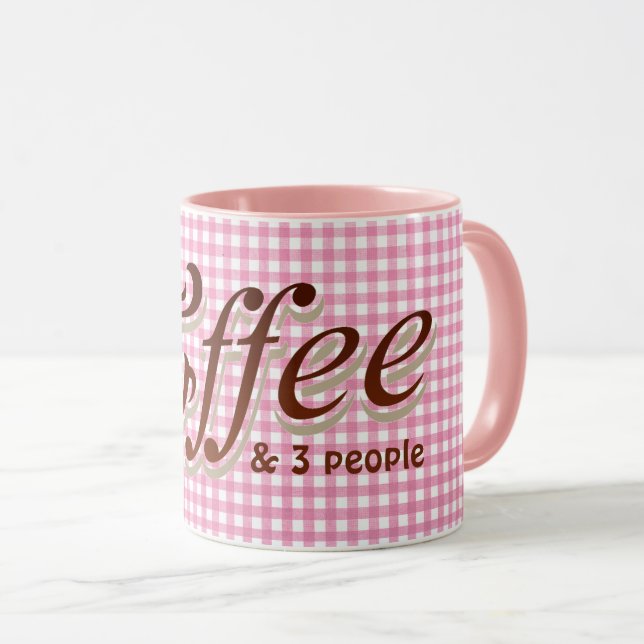 Taza oferta de café divertida en gingham rosa (Anverso derecho)
