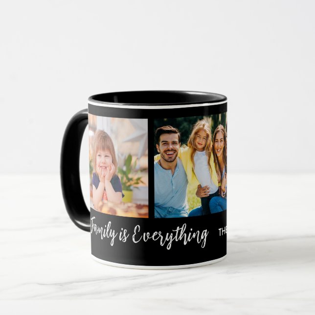 Taza Oferta personalizada de familia de 3 Collages de f (Anverso izquierdo)