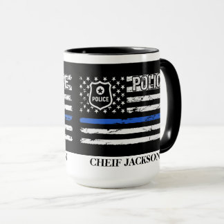 Taza Oficial de policía Bandera Azul Insignia para café