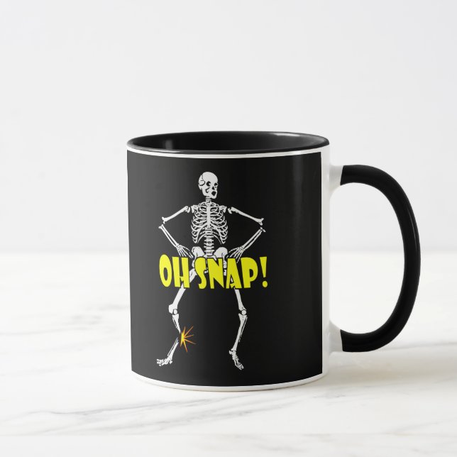 Taza Oh broche, Halloween esquelético divertido (Derecha)