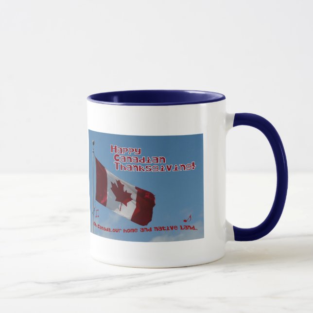 Taza Oh Canadá...Feliz Día de Acción de Gracias-Bandera (Derecha)