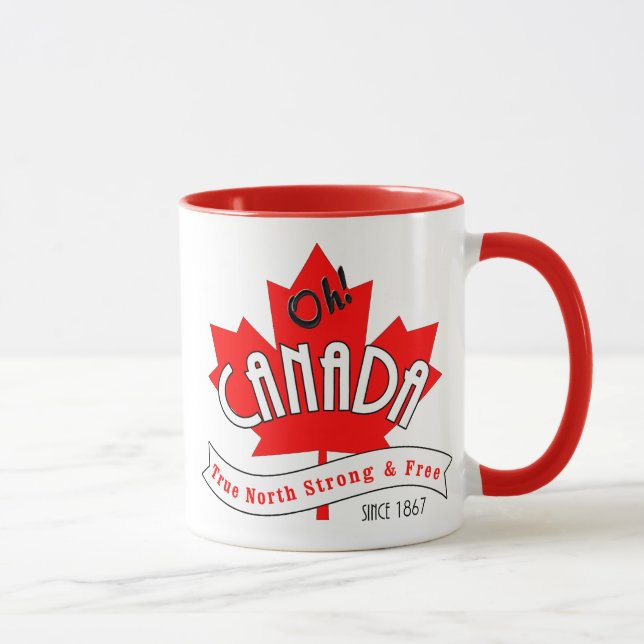 Taza ¡Oh Canadá! Verdadero Norte fuerte y libre (Derecha)