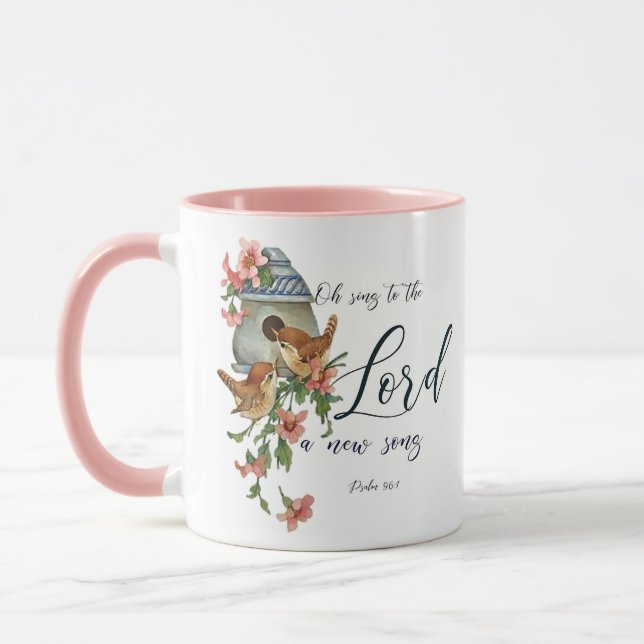 Taza Oh, canta al Señor una nueva canción. Aves y casa (Izquierda)