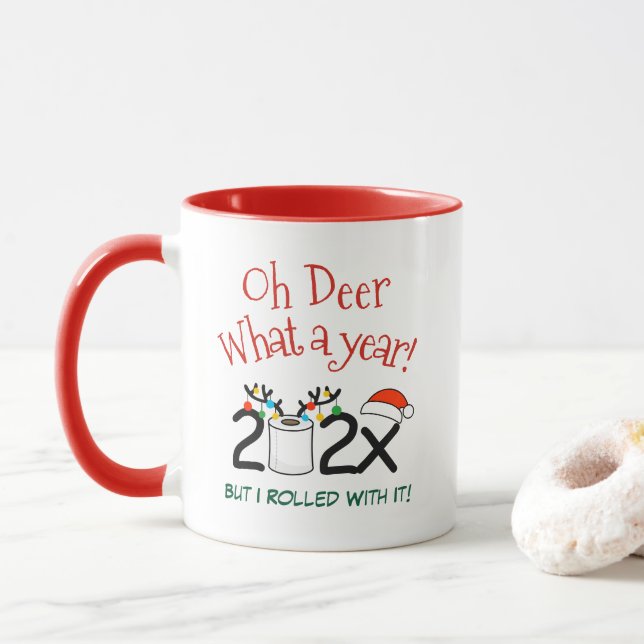 Taza Oh Deer Qué Un Año Funny Rolls De Papel Higiénico  (Con donut)