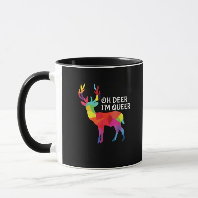 Taza Oh Deer Queer Funny Pun LGBT Pride Design (Izquierda)