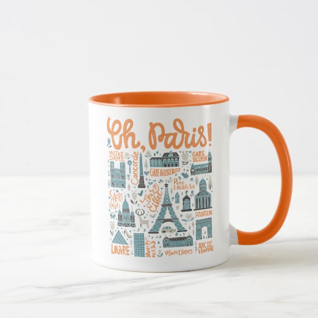 Taza ¡Oh, París! tipografía de la ciudad del | (Derecha)