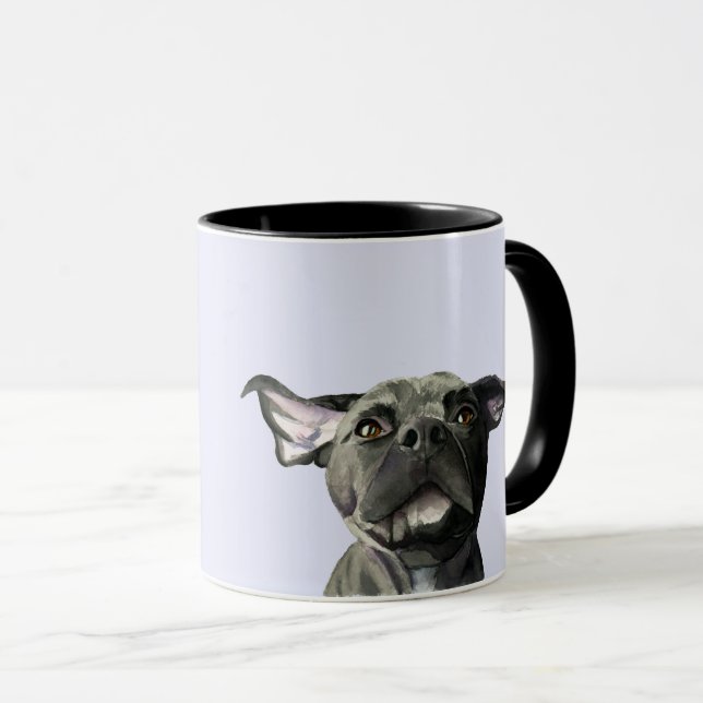 Taza Oído que se tira el ilustracion negro del perro (Anverso derecho)