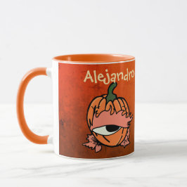 Taza Ojo somnoliento personalizado de la calabaza espel