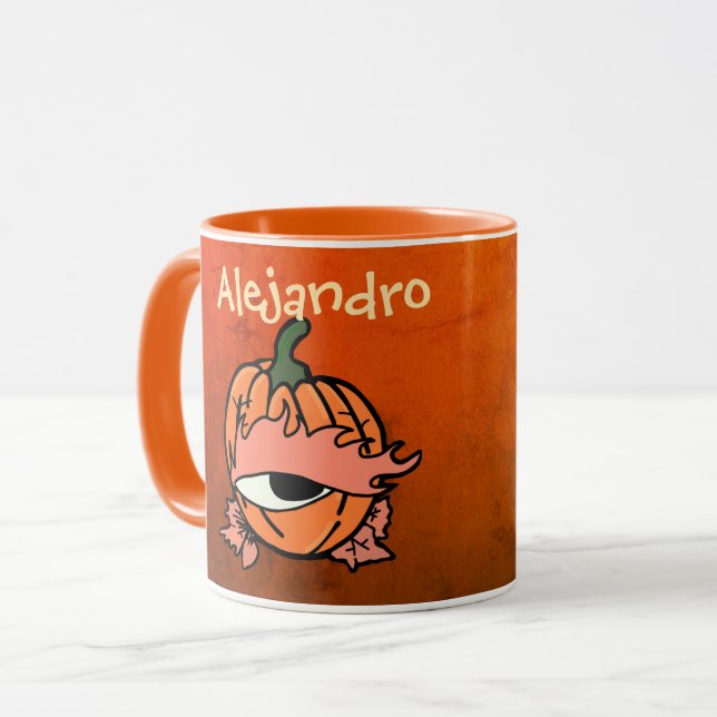 Taza Ojo somnoliento personalizado de la calabaza espel (Anverso izquierdo)