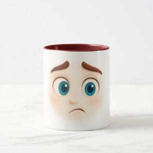 Taza Ojos azules preocupados – cara de gran estado de á