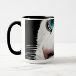 Taza Ojos de joyas de gato blanco albino