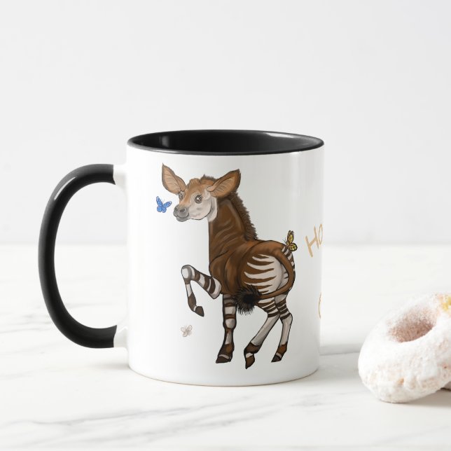 Taza ¡Okapi feliz! (Con donut)