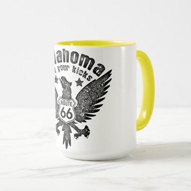 Taza Oklahoma Obtén tus Kicks Route 66 con filtro 1974 (Anverso derecho)