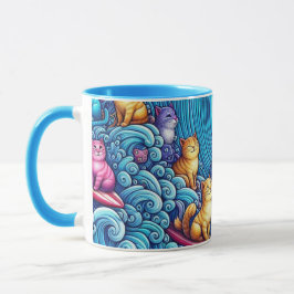 Taza Ola azul de gatos para Kamala Harris Mug