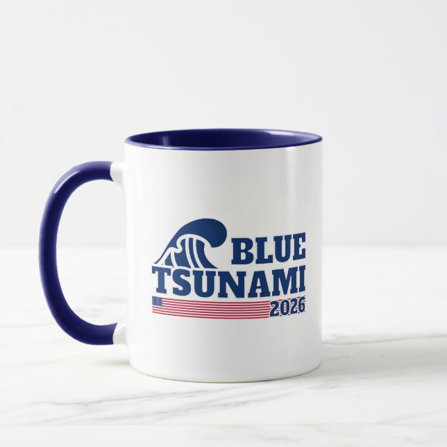 Taza Ola Azul Demócrata Vota 2026 (Izquierda)