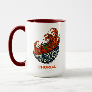 Taza Ola de Sopa Chorba Artística Tazón de Comida Marro
