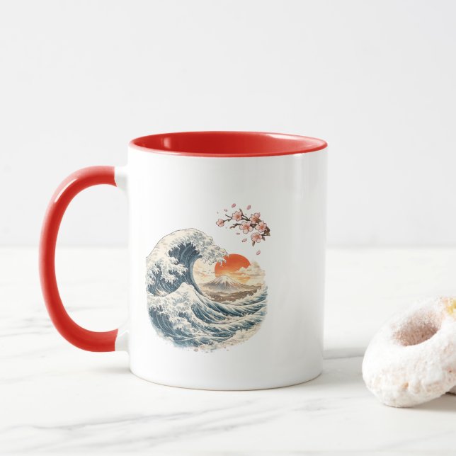 Taza Ola Grande Japonesa Monte Fuji (Con donut)